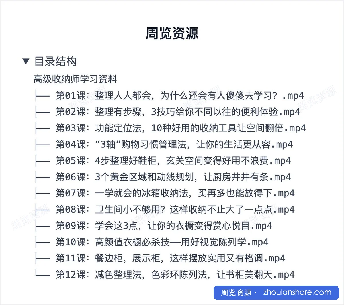 高级收纳师学习资料
