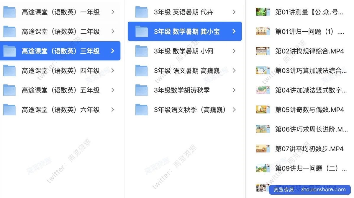 高途课堂（语数英）1-6年级资源 视频+pdf 资料