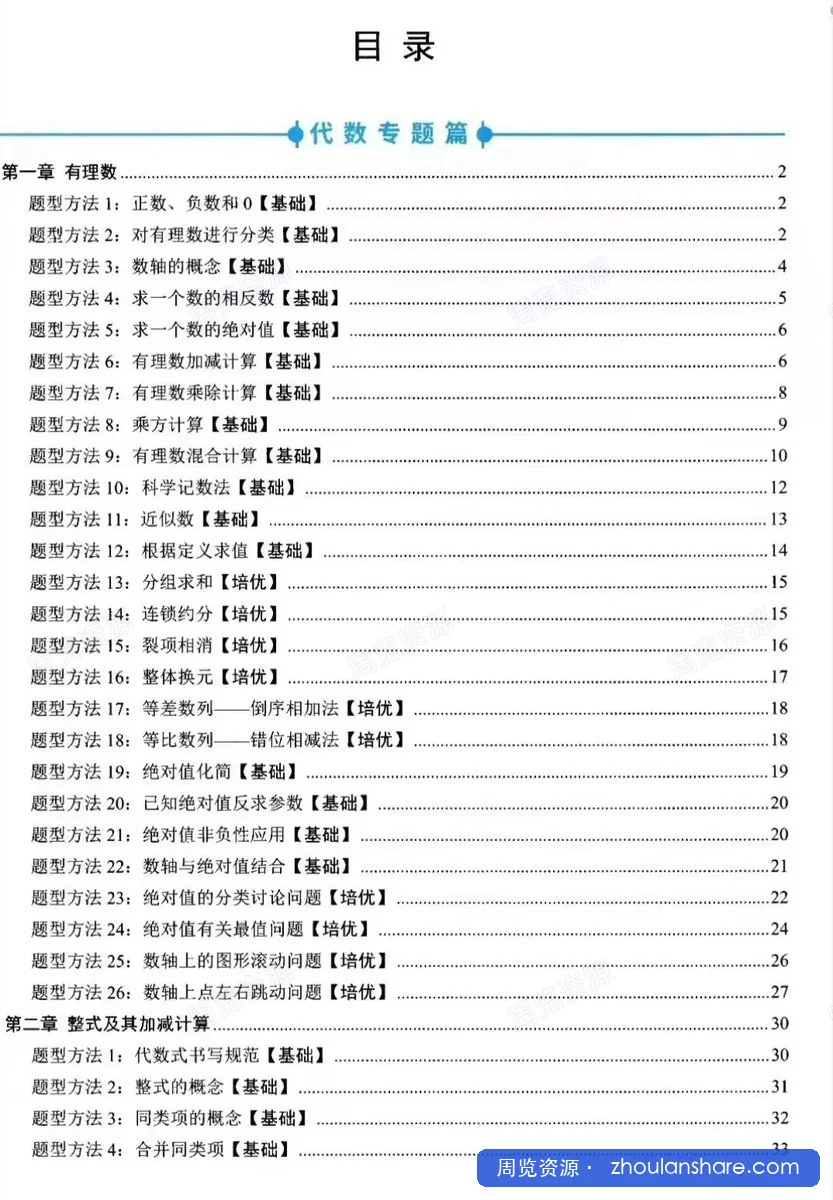初中数学•题型方法全归纳