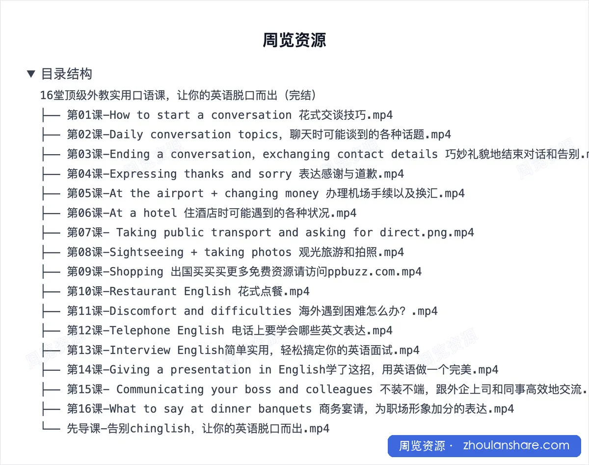 16堂顶级外教实用口语课，让你的英语脱口而出（完结）