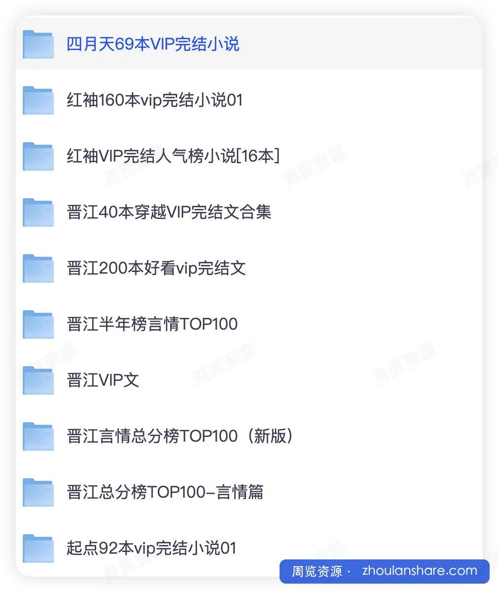 各大网站vip完结小说前100名