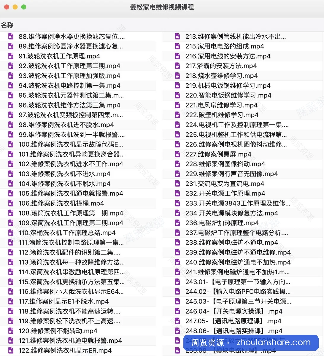 姜松家电维修视频课程