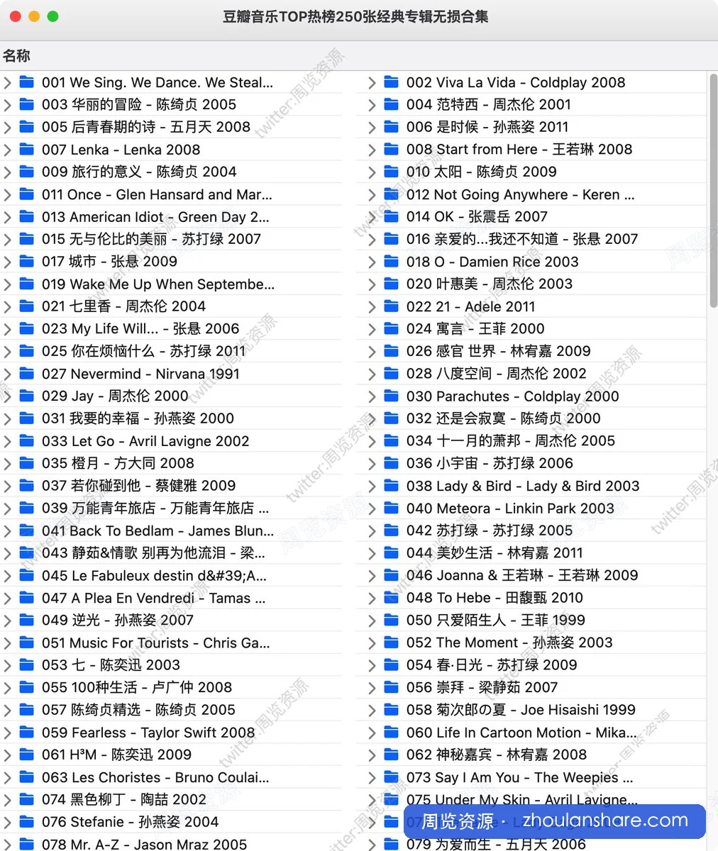 [无损音乐]华语乐坛千禧黄金十年全景！周杰伦、孙燕姿、王菲、陈奕迅、五月天、苏打绿、陈绮贞……外加欧美摇滚经典、独立民谣、电影原声，无损格式让你听到耳朵怀孕，乐迷必藏！