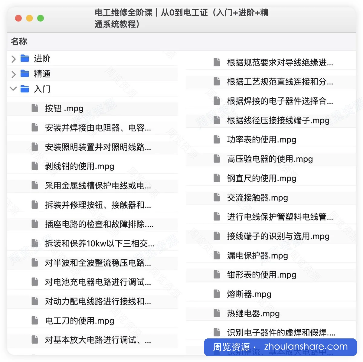 今日分享的虚拟产品——电工维修全阶课！
