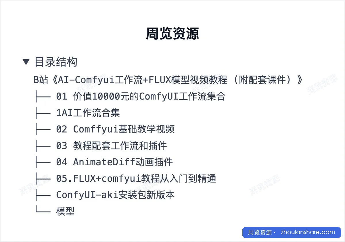 AI-Comfyui工作流+FLUX模型视频教程合集 (附配套课件)