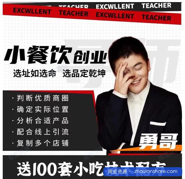 【某抖已封勇哥】勇哥小餐饮创业线上培训课，从选址到盈利的全流程实战指南