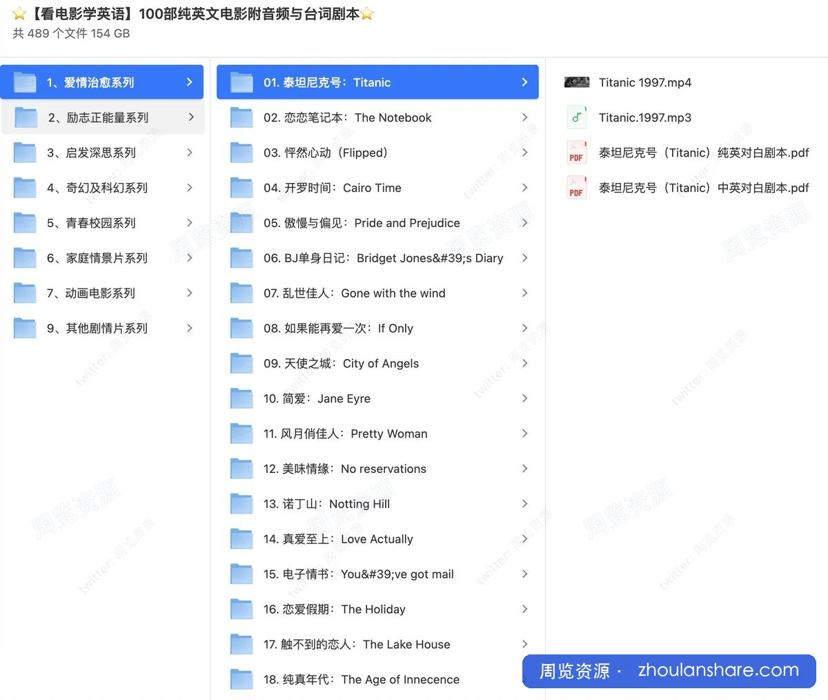 【看电影学英语】100部纯英文电影附音频与台词剧本