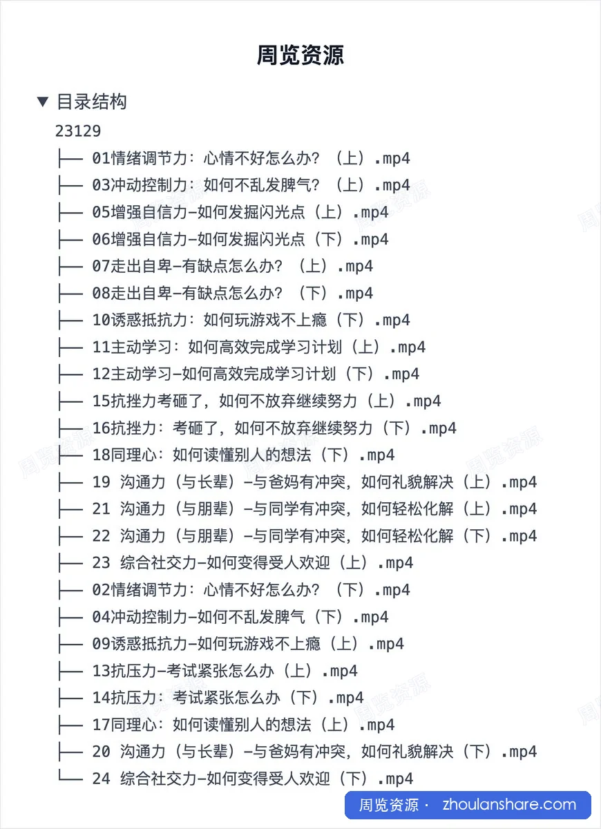 小学生心理能力成长视频课