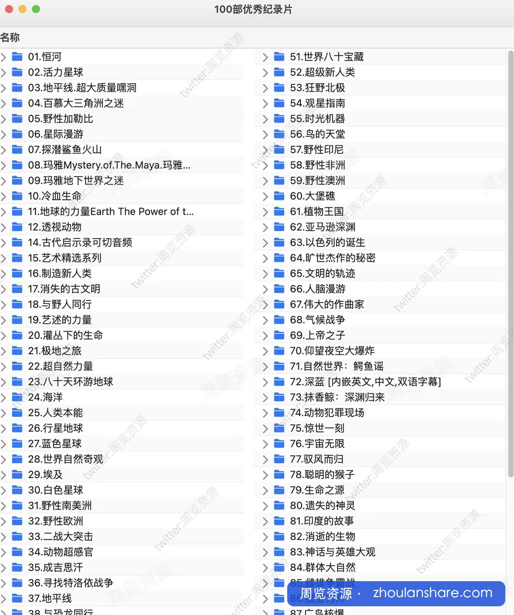 100部优秀纪录片