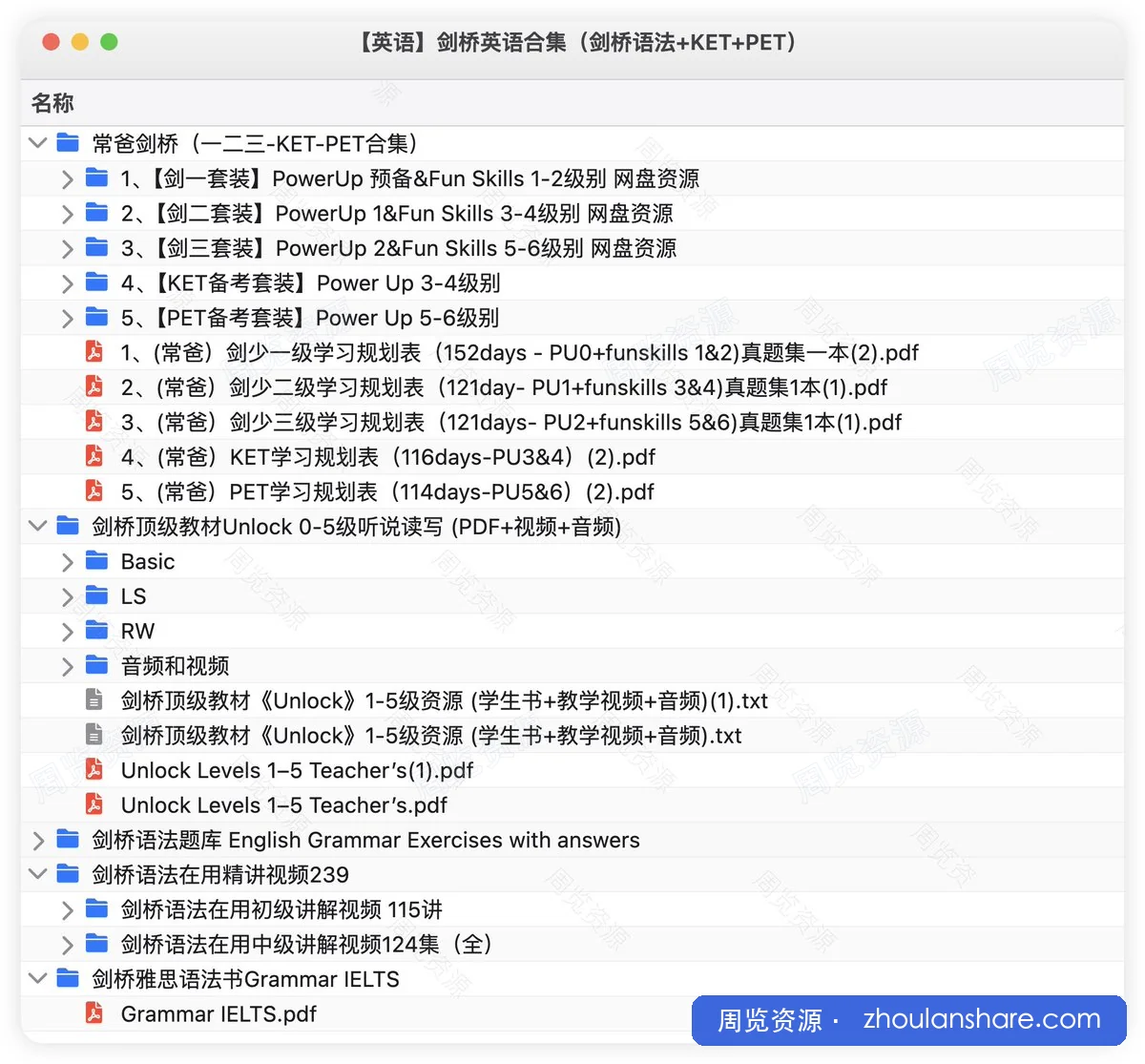 【英语】剑桥英语合集（剑桥语法+KET+PET）