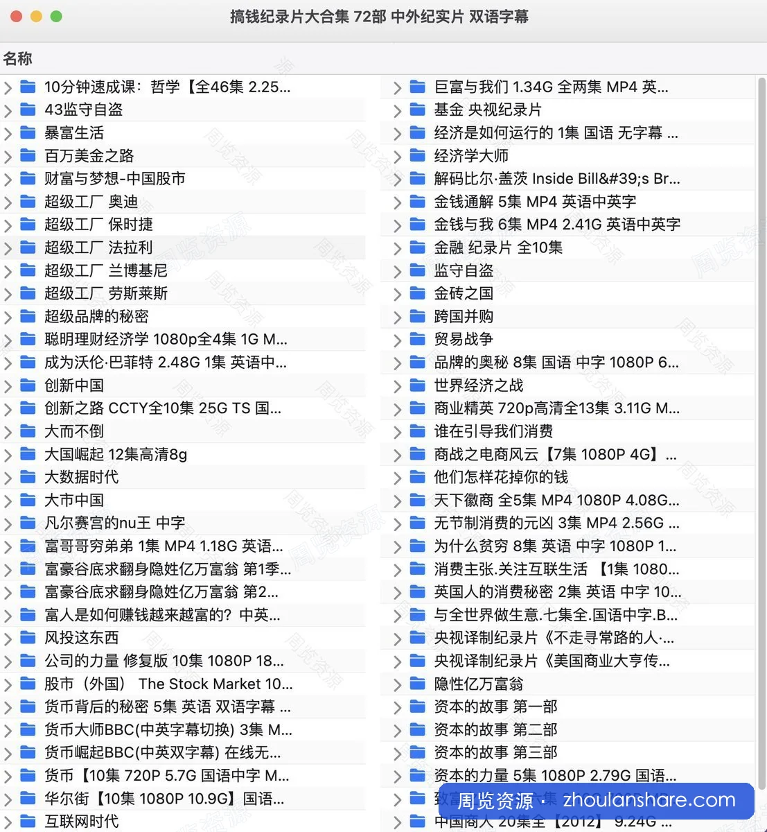 搞钱纪录片大合集 72部 中外纪实片 双语字幕