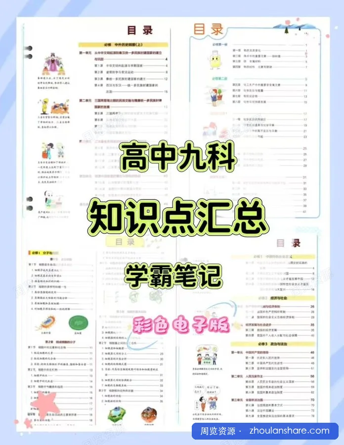 高中全彩学霸笔记，九科齐全，高中知识点总结